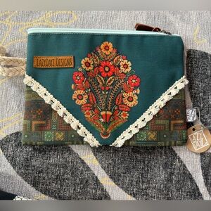 Floral Embroidered Clutch with Tassel